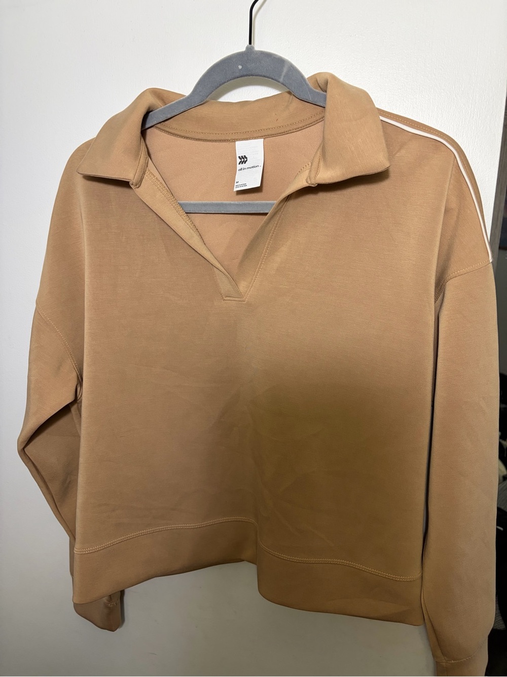 All in motion airy sleek  polo sweatshirt tan medium